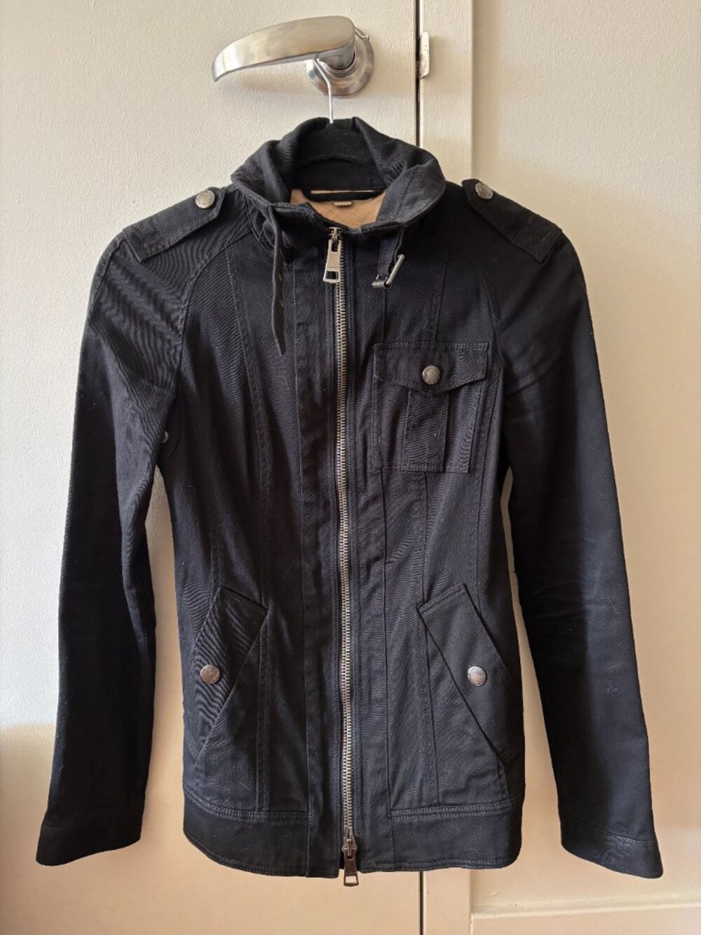 Burberry Brit - Black Biker Jacket, Women's size 2 (US) - Picture 2 of 5